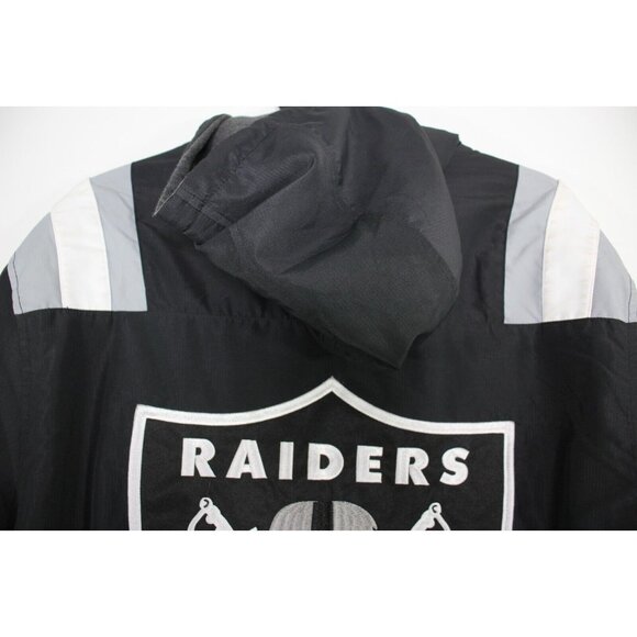 NFL Mens Big Logo Spell Out Oakland Raiders Hooded Reversible Jacket A1531 - Picture 11 of 14